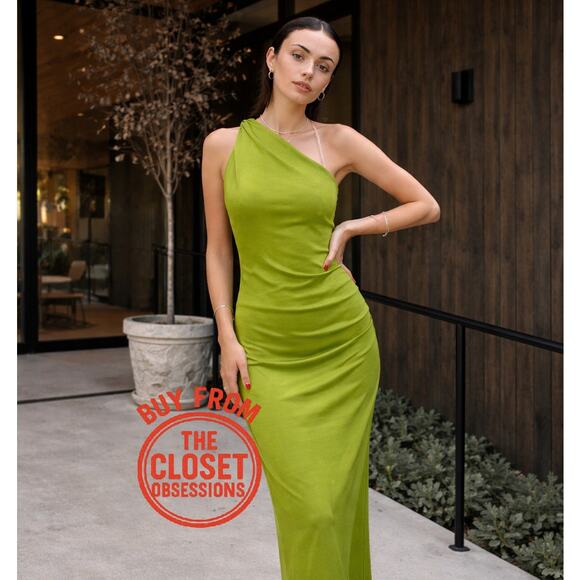 MANGO Twisted Strap Asymmetrical Green Midi Dress NWT - Picture 9 of 16